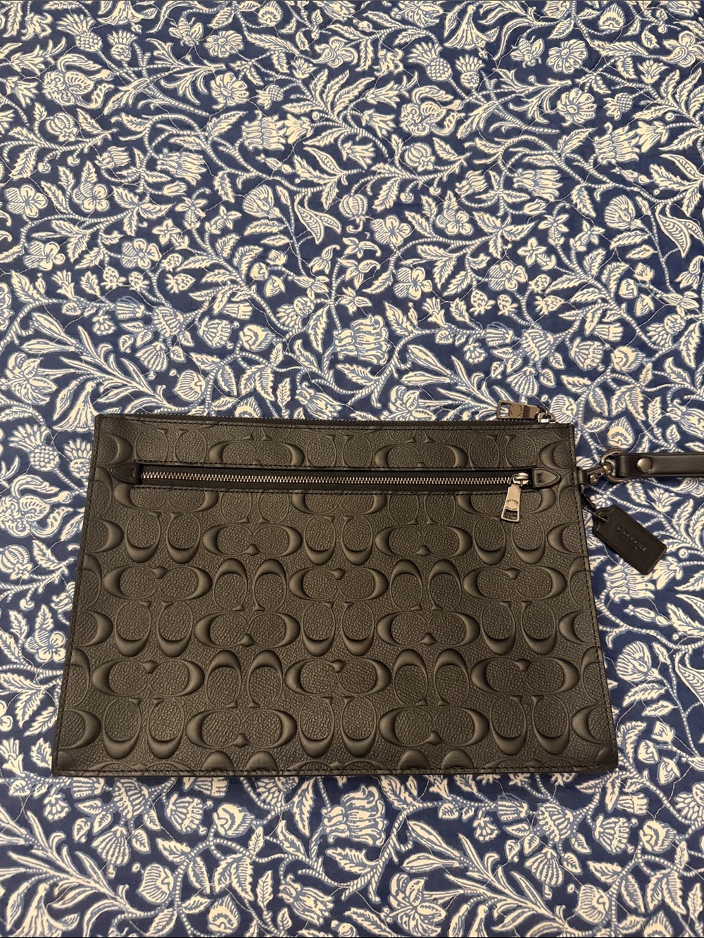 Coach Black Embossed Signature Leather Wristlet Clutch - Picture 4 of 6